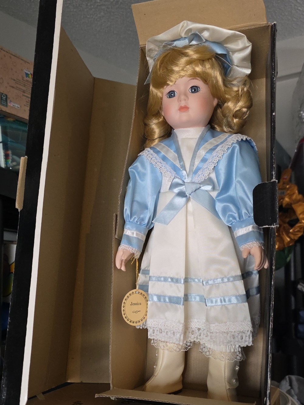 Kingstate Dollcrafter Classic Blue & White Porcelain Doll in Sailor Dress